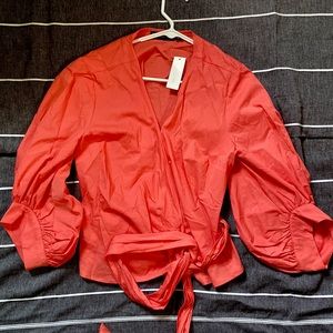 Wrap Blouse with Long Sleeves